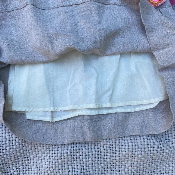 NWT Charabia France Girls 4 Linen Blend Knee Length Pocket Skirt Floral Accents - Picture 3 of 8